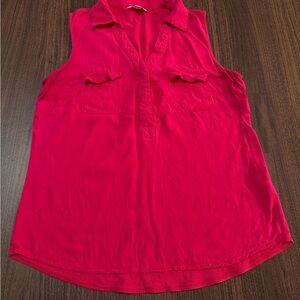 Sonoma Shirt Womens Hot Pink Sleeveless Collared Rayon Blouse Size S